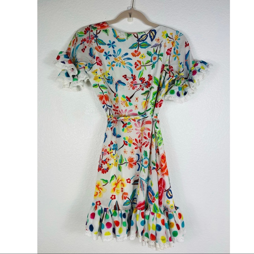 All Things Mochi Valeria Floral Silk Wrap Dress size XS - Picture 7 of 13